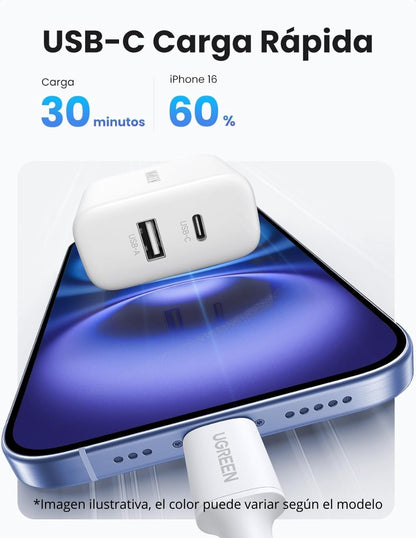 Cargador 2 en 1 Ugreen Paquete 2 pz. Carga Rápida 20W Negro