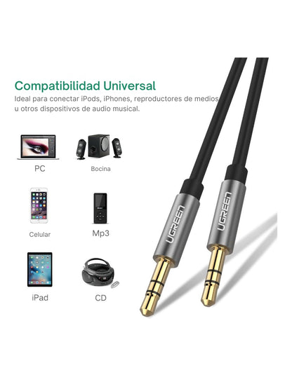 Cable Auxiliar Ugreen 10735 3.5mm Macho a Macho 2 Metros