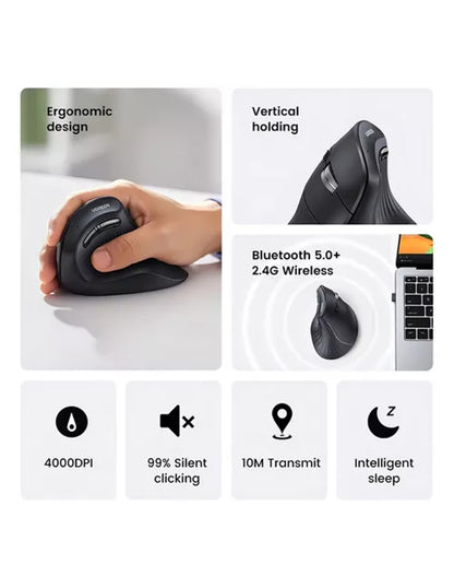 Mouse Vertical UGREEN Inalámbrico Ergonómico Bluetooth 4000 DPI