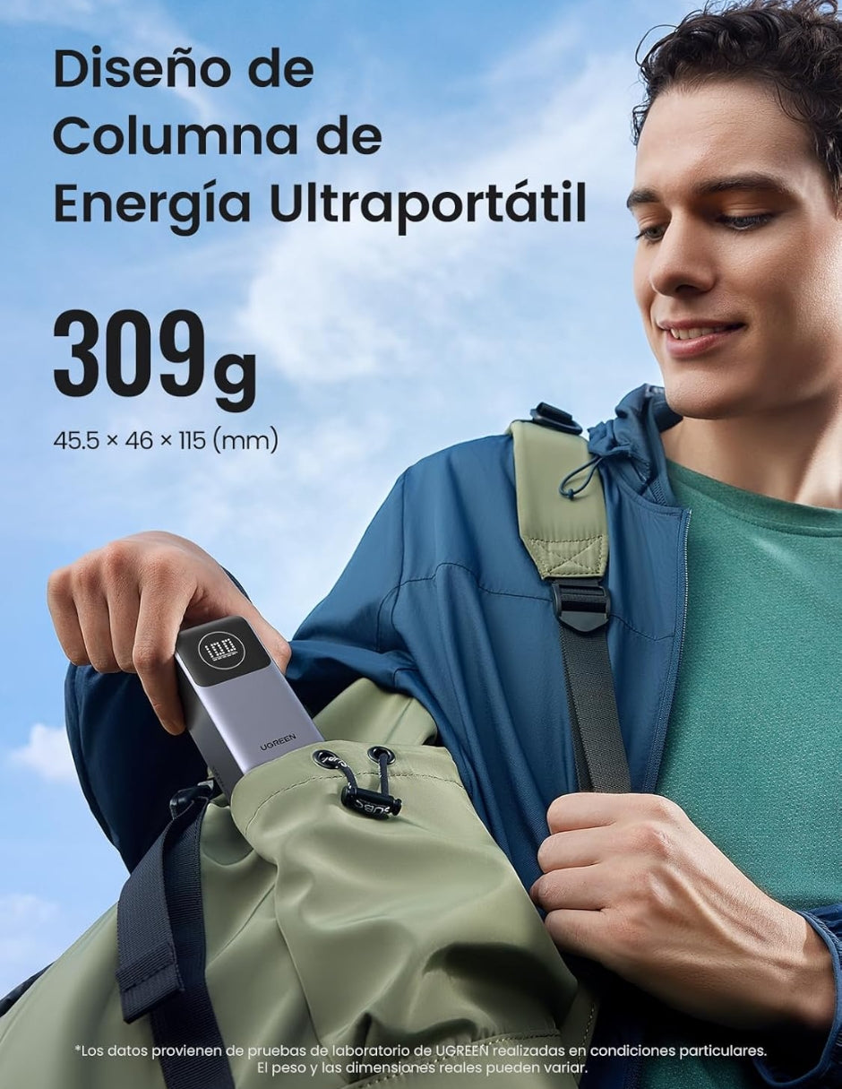 Power Bank Nexode Ugreen 12,000mAh 100W y Pantalla digital Gris