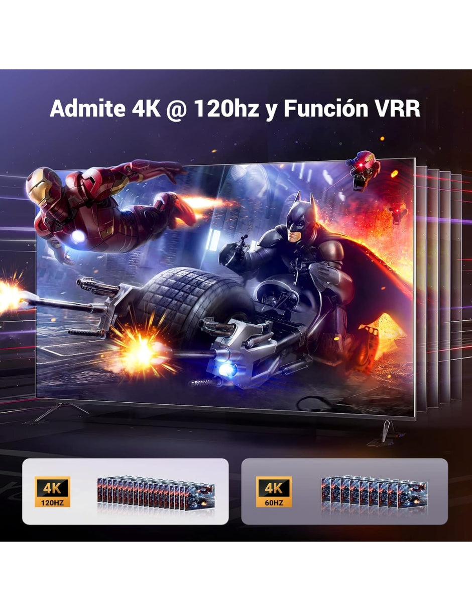Switch HDMI UGREEN 3 Entradas 1 Salida 4K 60Hz / 8K 