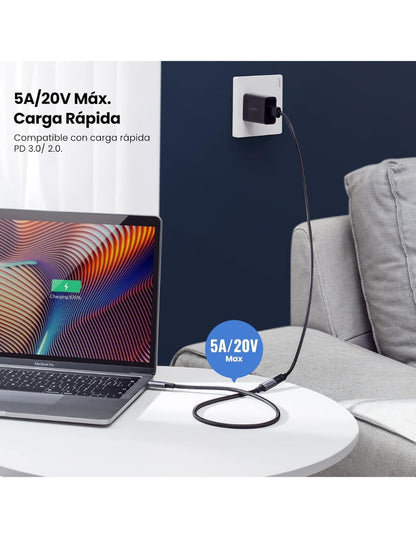 Cable Extensión USB C UGREEN 30205 1m 100W Carga Rápida 10Gbps 4K