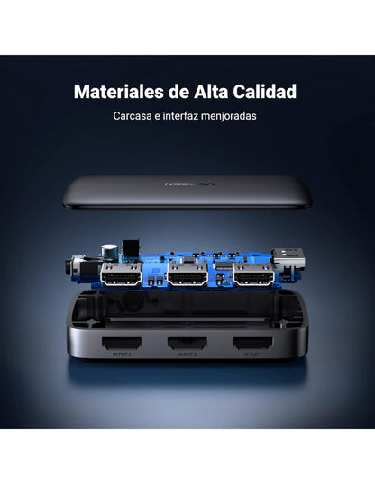 Conmutador HDMI Ugreen Switch 4K@30Hz 3 Entradas y Control Remoto