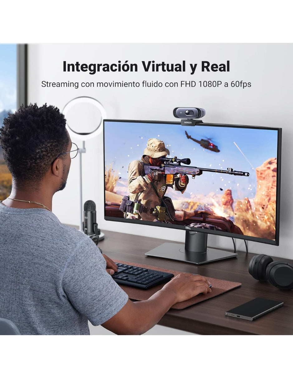 Cámara Web UGREEN 2K HD Autofocus Micrófono Dual PC