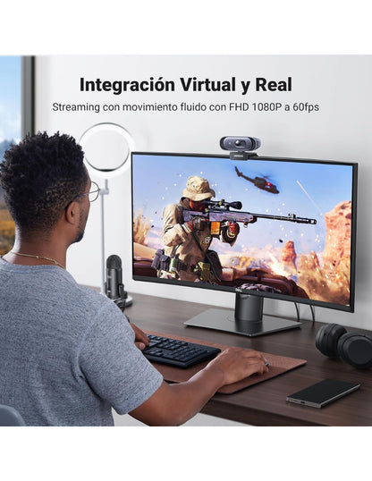 Cámara Web UGREEN 2K HD Autofocus Micrófono Dual PC