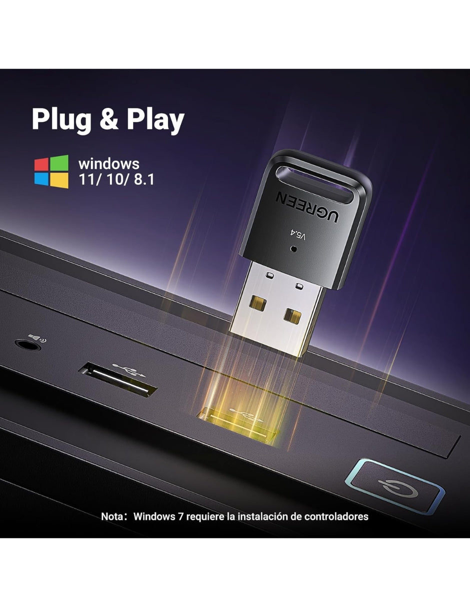 Adaptador USB Bluetooth 5.4 Ugreen PC Win 11/10/8.1 35058