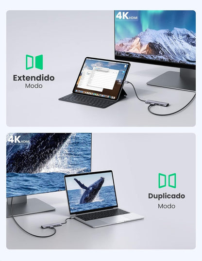 Hub USB C Ugreen 6 en 1 100W