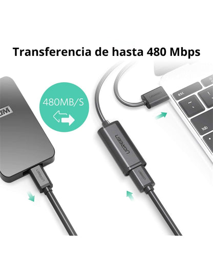 Cable Extensión USB 2.0 Activo UGREEN 5m C/ Amplificador Señal 480Mbps