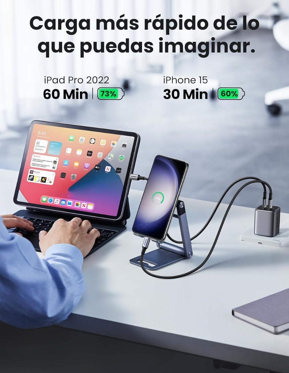 Cable Cargador Ugreen 50150 Usb C Carga Rápida de 1m color Gris