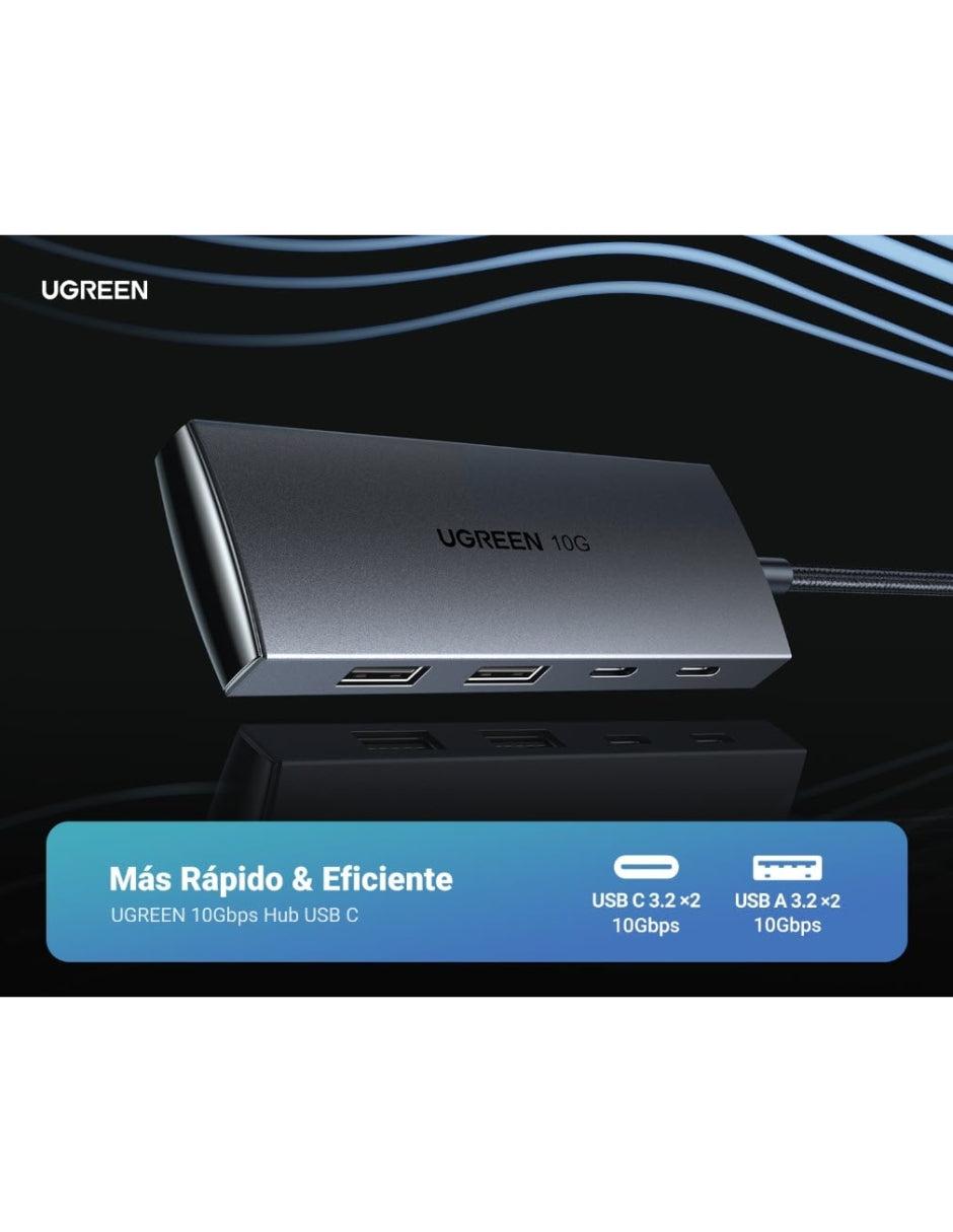 Hub Ugreen USB C 4 en 1 a 2 USB-A y 2 USB-C 10Gbps
