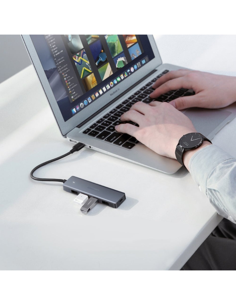 HUB 4 en 1 Ugreen USB-A a USB 3.0 5Gbps Gris