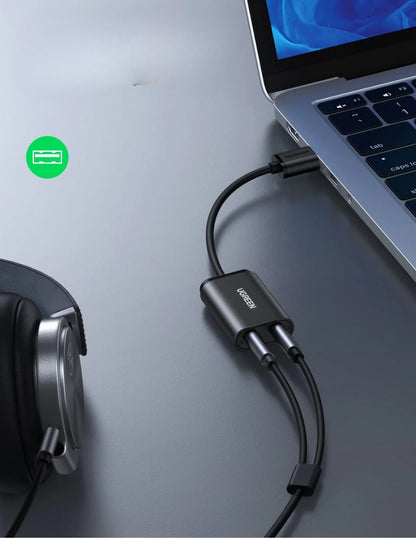 Tarjeta Sonido Ugreen Usb Externa, Audio y Micrófono 3.5mm