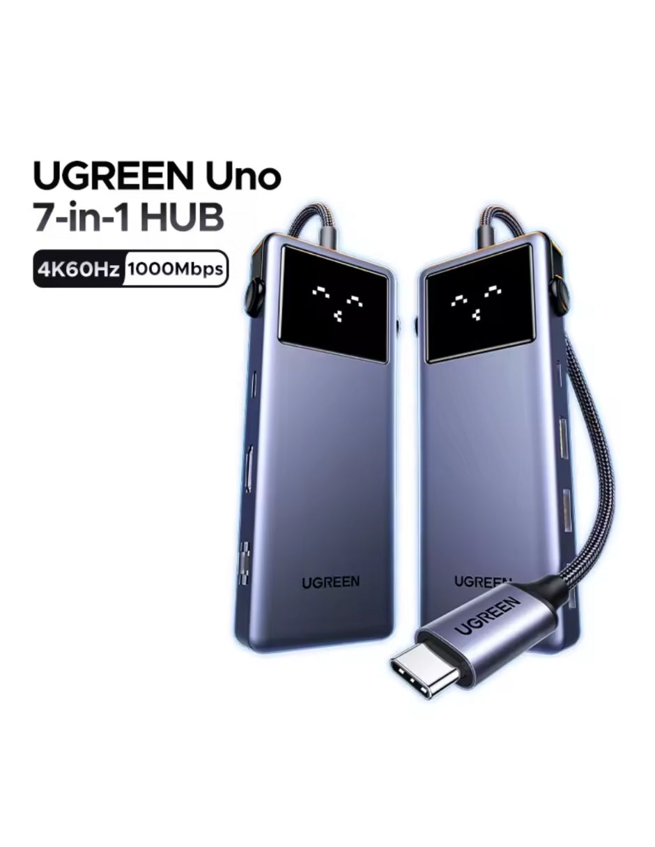 HUB 7 en 1 UGREEN UNO 3 USB-A, 2 USB-C, 1 HDMI 4K/60hz y Ethernet