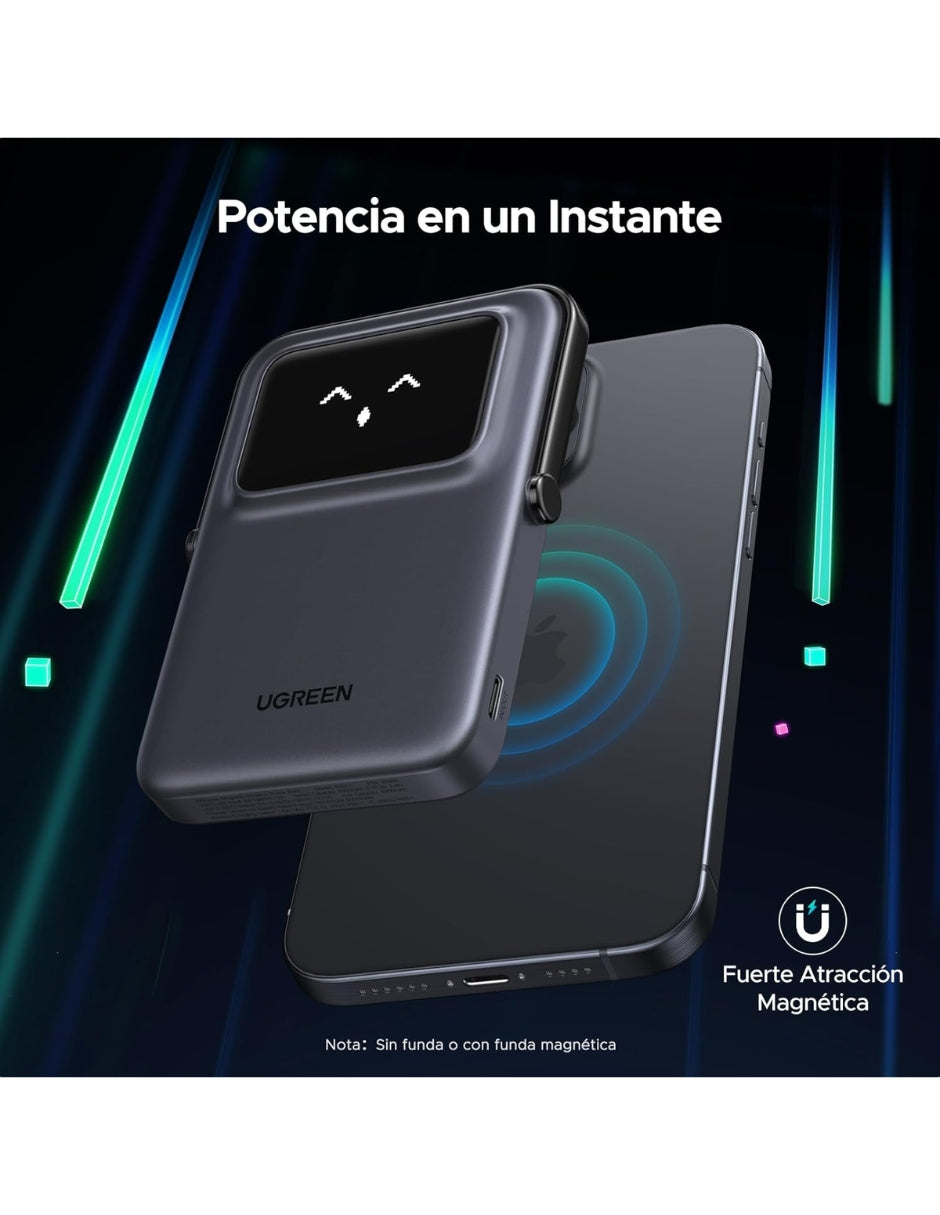 Power Bank Ugreen MagSafe Mini 5000mAh 20W con pantalla Gris