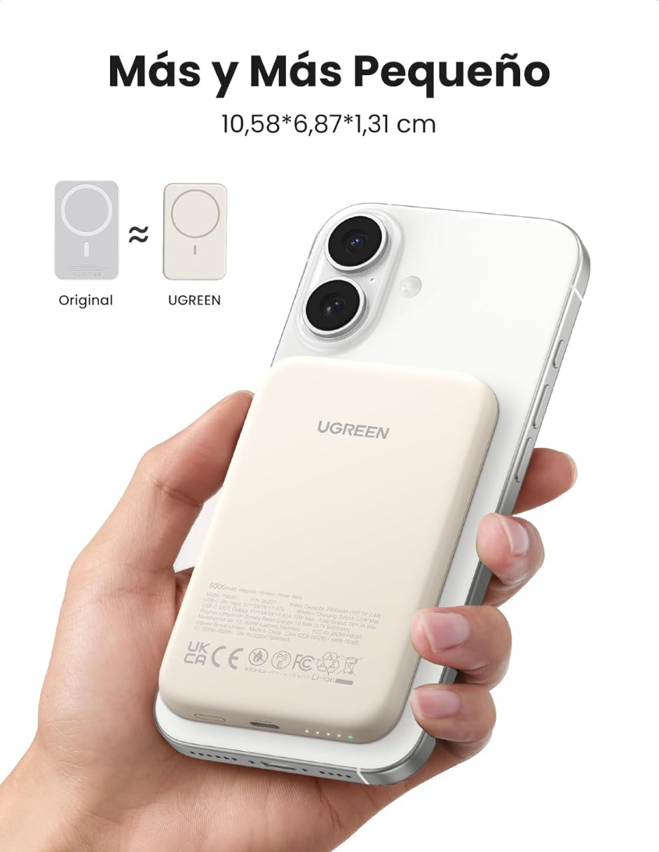 Power Bank Ugreen MagSafe Mini 5000mAh USB C 15W Blanco