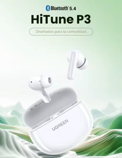 Audífonos Inalámbricos HiTune P3 UGREEN Bluetooth 5.3 Earbuds Blanco