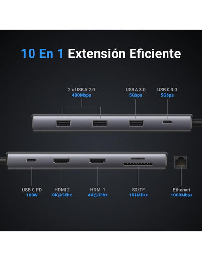 HUB USB-C UGREEN 10 en 1 Docking Station Revodok Pro 210