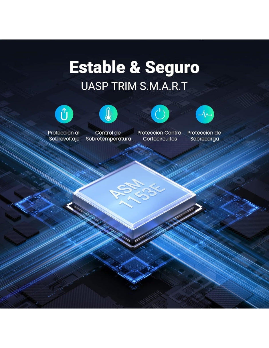 Carcasa para Disco Duro Ugreen USB 3.0 con UASP 2.5'' Negro