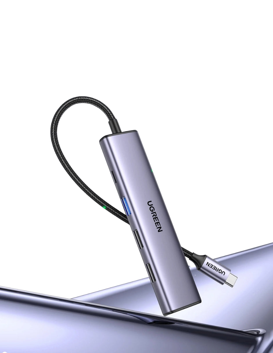 Hub 5 en 1 Ugreen Tipo C a USB 3.0, USB 2.0, HDMI, PD Gris