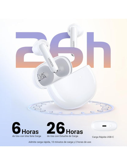 Audífonos Inalámbricos Bluetooth 5.3 UGREEN In ear con Cancelación de ruido Blancos