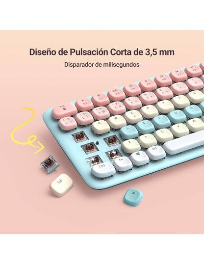 Paquete Teclado Y Mouse Inalámbrico Ugreen 25178 Español Bluetooth 2.4GHz Rosa