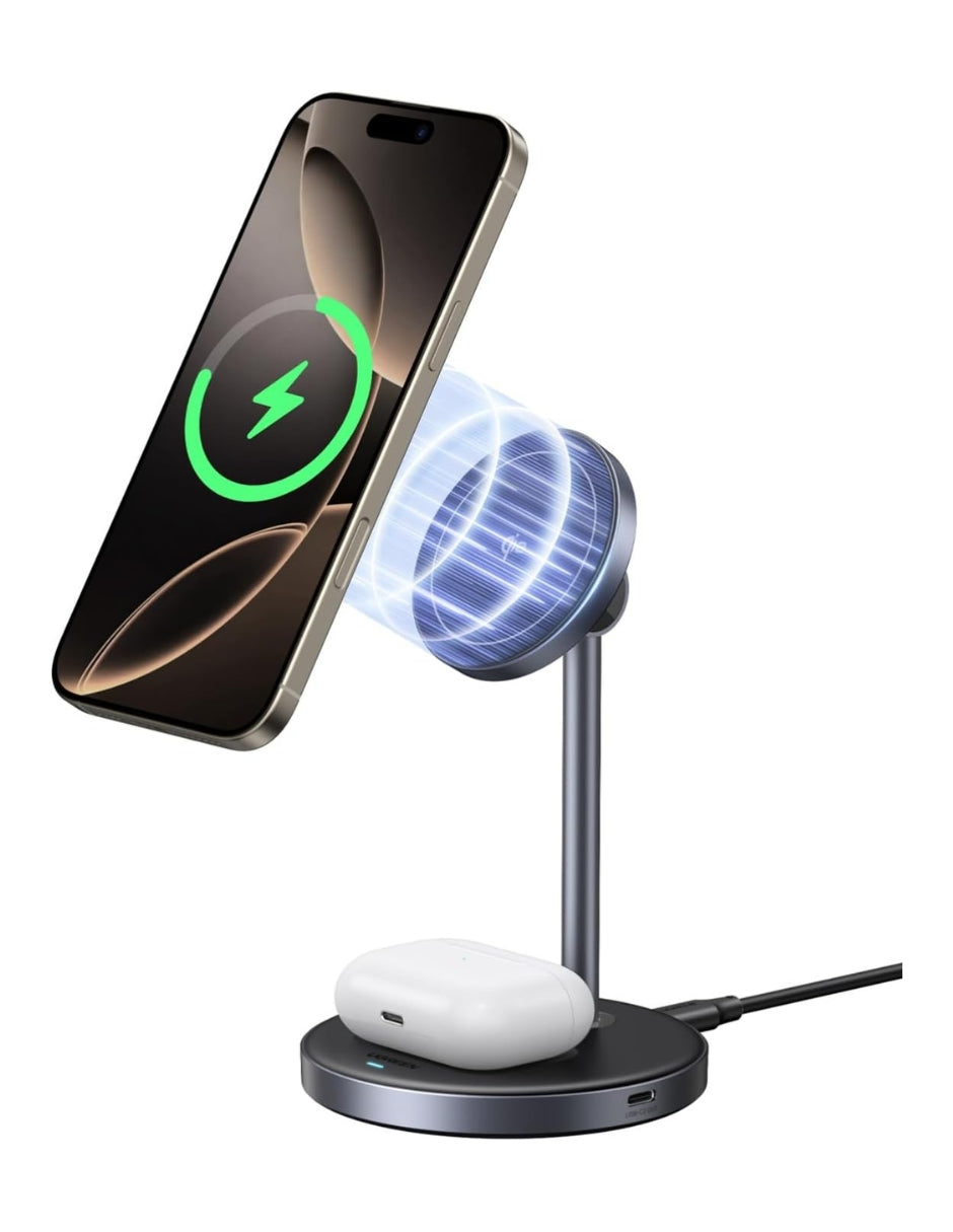 Soporte de carga magnético Ugreen 2 en 1 de 15W Qi2