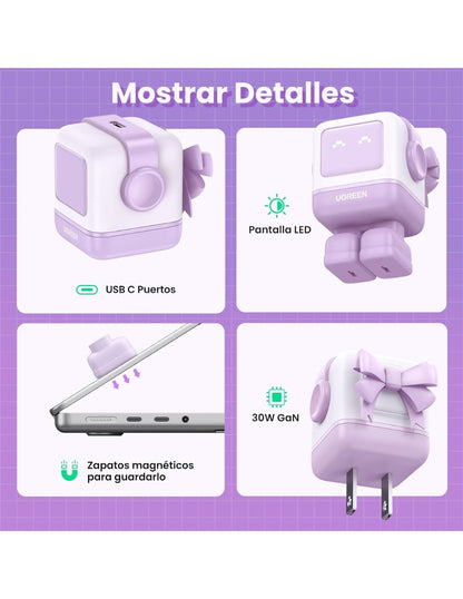 Cargador UGREEN Nexode 30W  Tipo C Carga Rápida GaNRobot