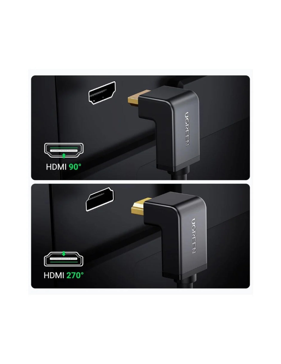 Cable HDMI 2.0 Ugreen 10172 4K@60Hz 1m Ángulo 90°