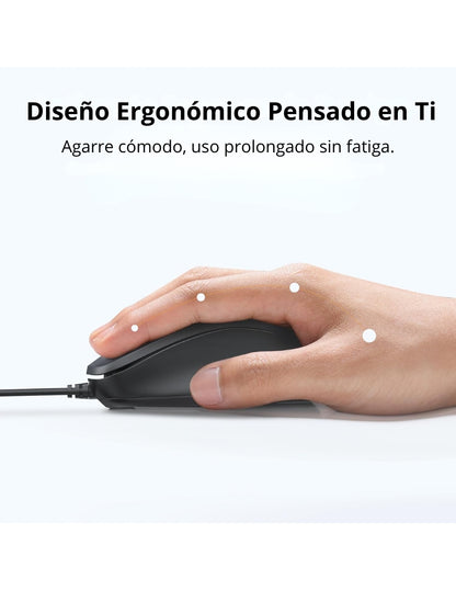 Mouse Alambrico Optico Ugreen 90789 Usb 1200 Dpi Silencioso