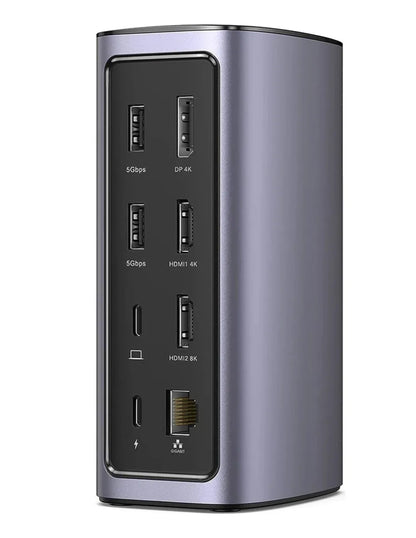 Docking Station USB C Ugreen 90325, 12 En 1, HDMI 8K/4K, DP, Ethernet, 100W PD