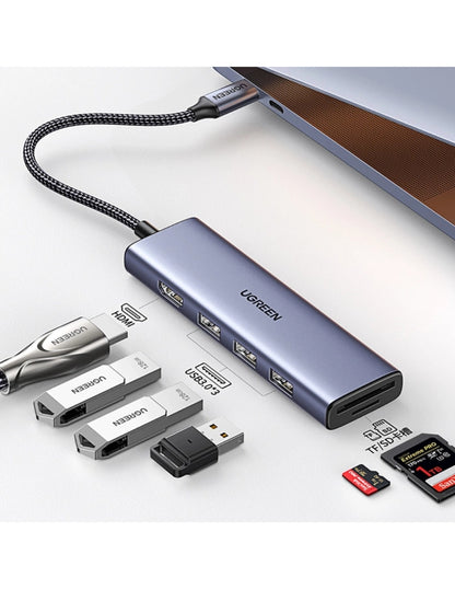 Hub 6 en 1 Ugreen USB-C a 1 HDMI, 3 USB A, 2 SD/TF 5Gbps
