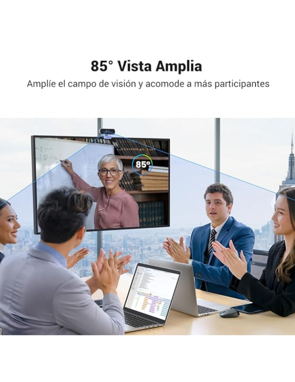 Webcam UGREEN Full HD 1080P con Micrófono Dual, Corrección de Luz Automática, Ángulo 85° y Rotación 360°