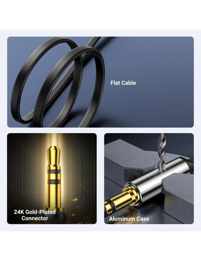 Cable Audio Ugreen Auxiliar Jack 3.5mm Macho Plano 2 Metros Ángulo 90°