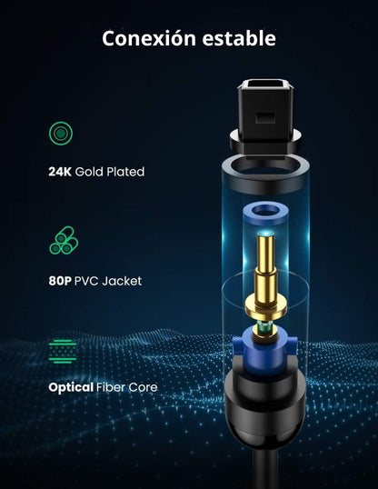 Cable Óptico De Audio Digital Toslink Ugreen 3m Mod. 70893