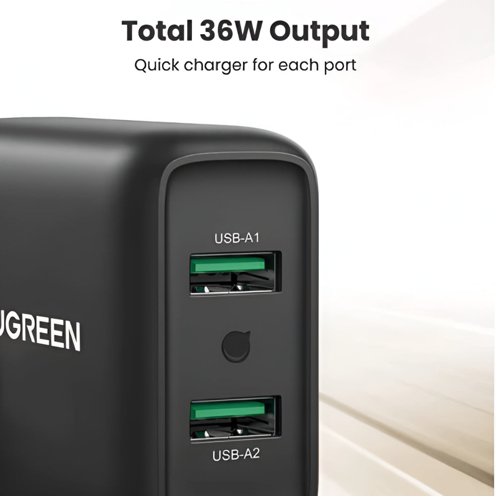 UGREEN Cargador 2 en 1 Carga Rápida 18W Negro