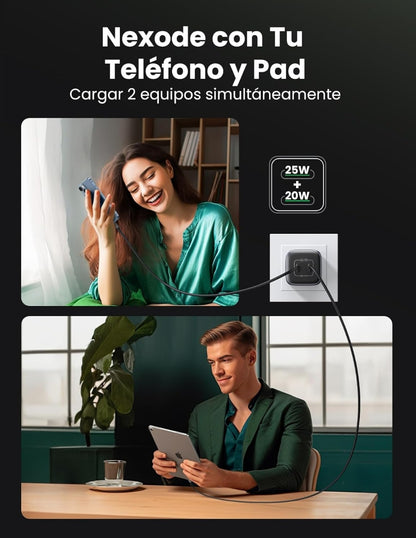 Cargador 45w Ugreen Carga Rápida Nexode Gan 2 Usb C Portátil