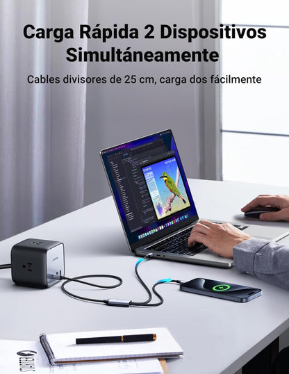 Cable USB-C a C en Y UGREEN 35087 1.5m Carga Rápida 100W