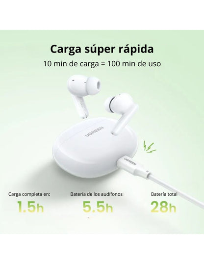 Audífonos Inalámbricos HiTune P3 UGREEN Bluetooth 5.3 Earbuds Blanco