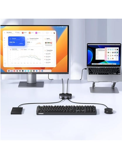 Conmutador UGREEN USB 3.0 (2 a 2 Dispositivos) Switch KVM USB de 5Gbps Incluye Cables USB A-A
