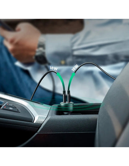Cargador Auto Ugreen 10144 36w Dual Usb-a Qc 3.0 Aluminio