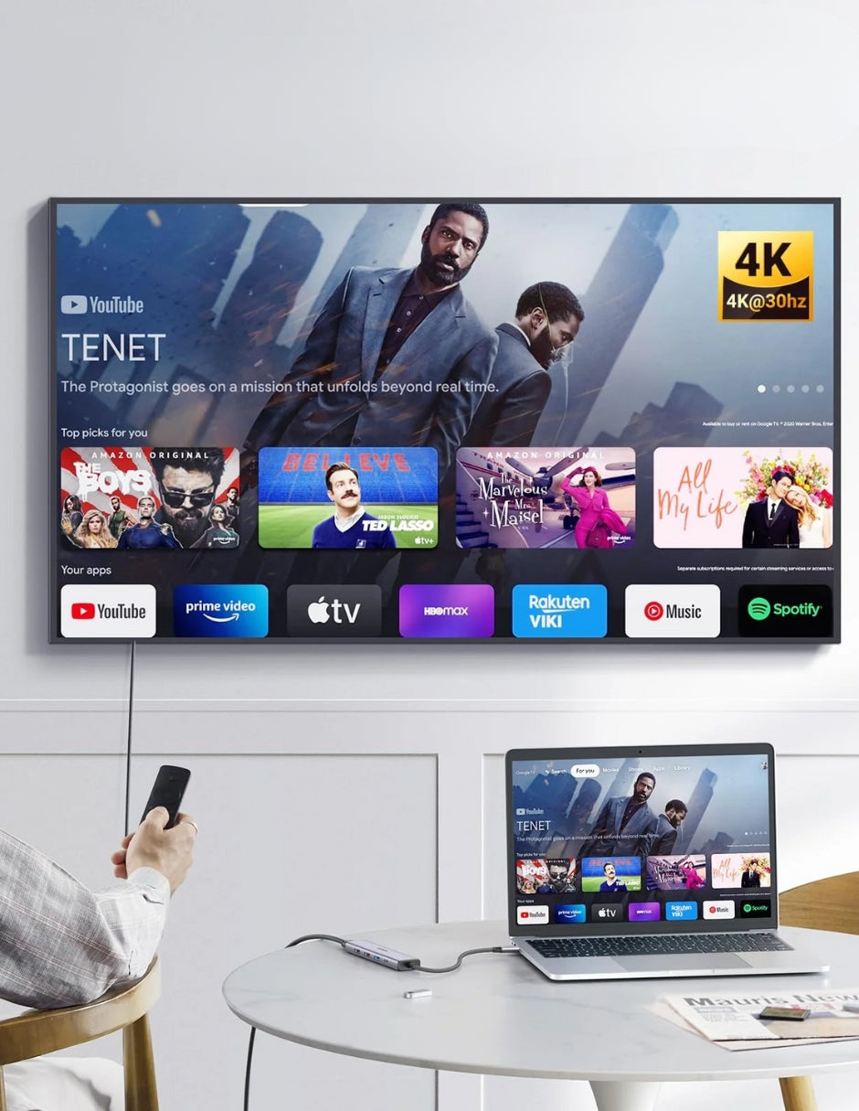 Hub 5 en 1 Ugreen Tipo C a USB 3.0, USB 2.0, HDMI, PD Gris