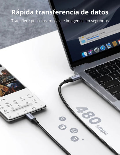 Cable Usb-C a Usb-C Ugreen de aluminio reforzado 100W 1m
