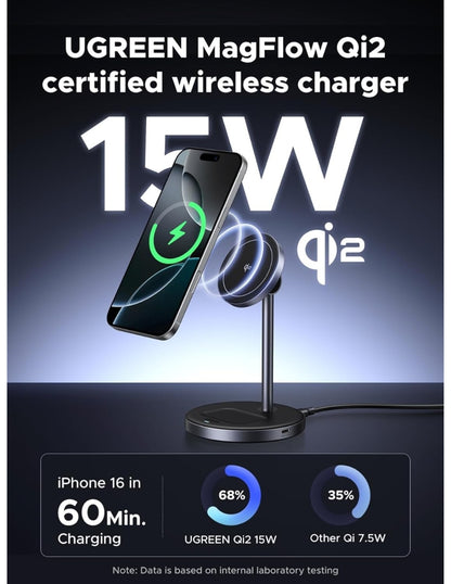 Soporte de carga magnético Ugreen 2 en 1 de 15W Qi2