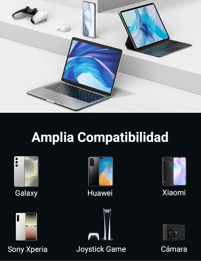 Cable Usb C 90 Grados 2m Ugreen 18W Carga Rápida Gris