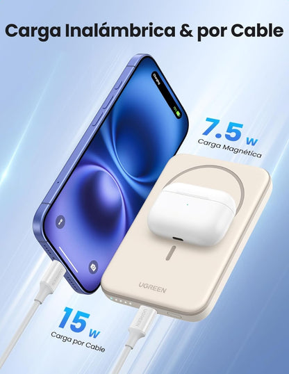 Power Bank Ugreen MagSafe Mini 5000mAh USB C 15W Blanco
