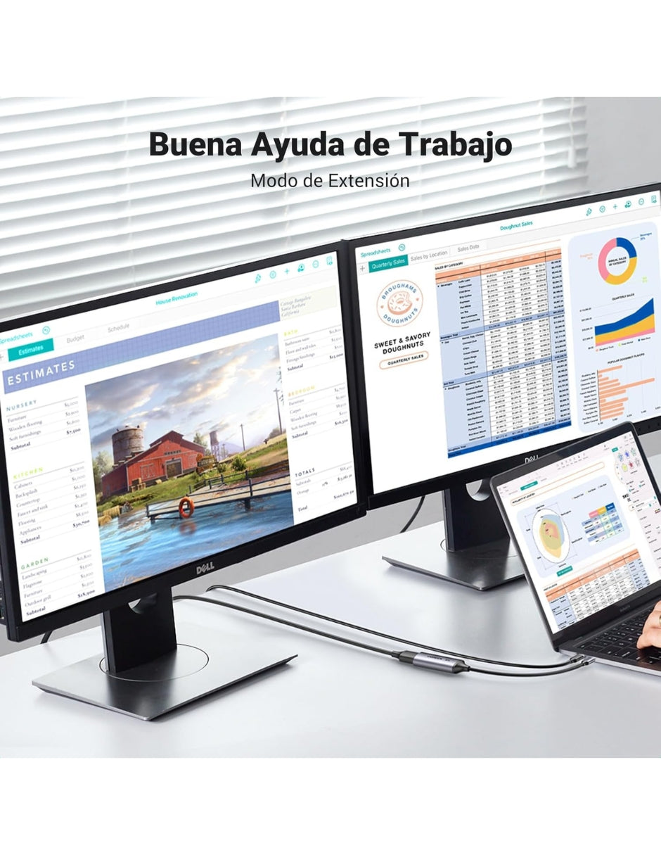 Adaptador UGREEN USB-C a DisplayPort 1.4 - 8K Ultra HD @60Hz y 4K @240Hz