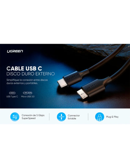 Cable Ugreen Usb C A Micro B 3.0 1m Carga Rápida 5gbps