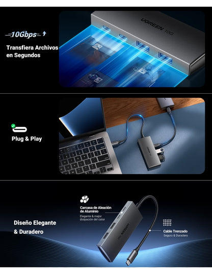 Hub Ugreen USB C 4 en 1 a 2 USB-A y 2 USB-C 10Gbps