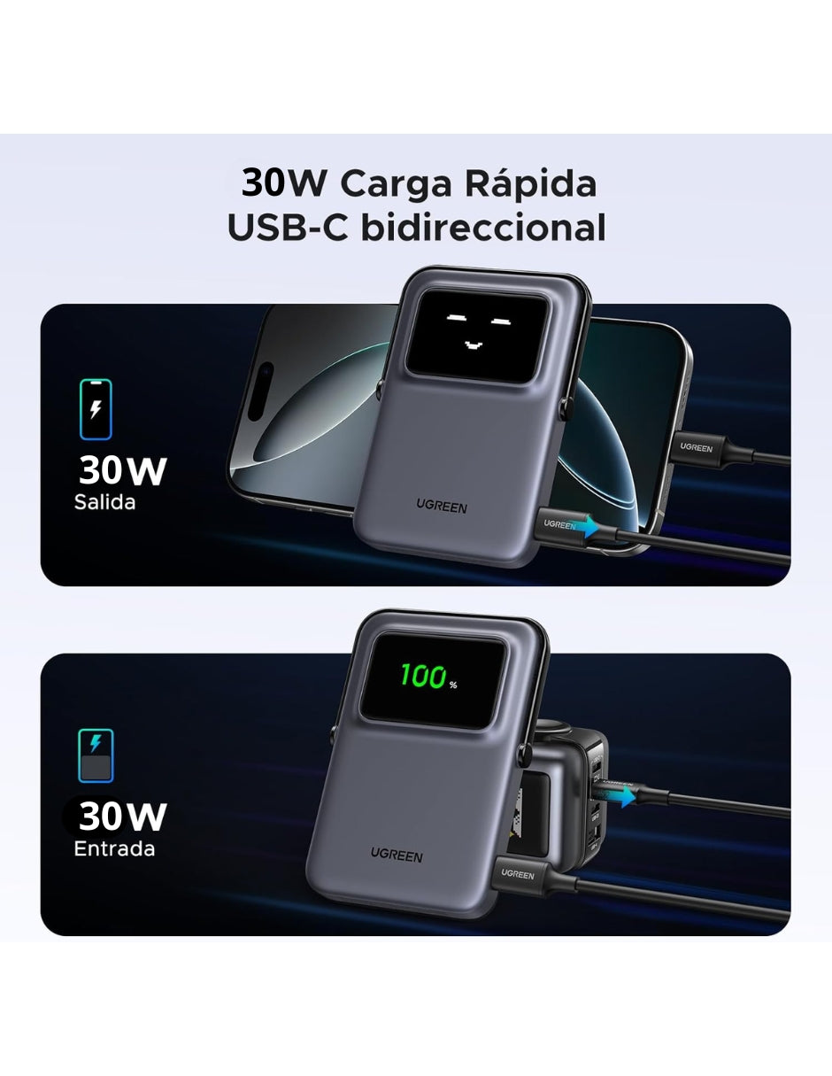 Power Bank Ugreen 10,000mAh MagSafe Mini 7.5W con pantalla Gris