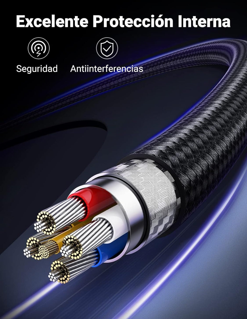 Cable USB-A a Lightning Ugreen Reforzado 1m MFI Negro